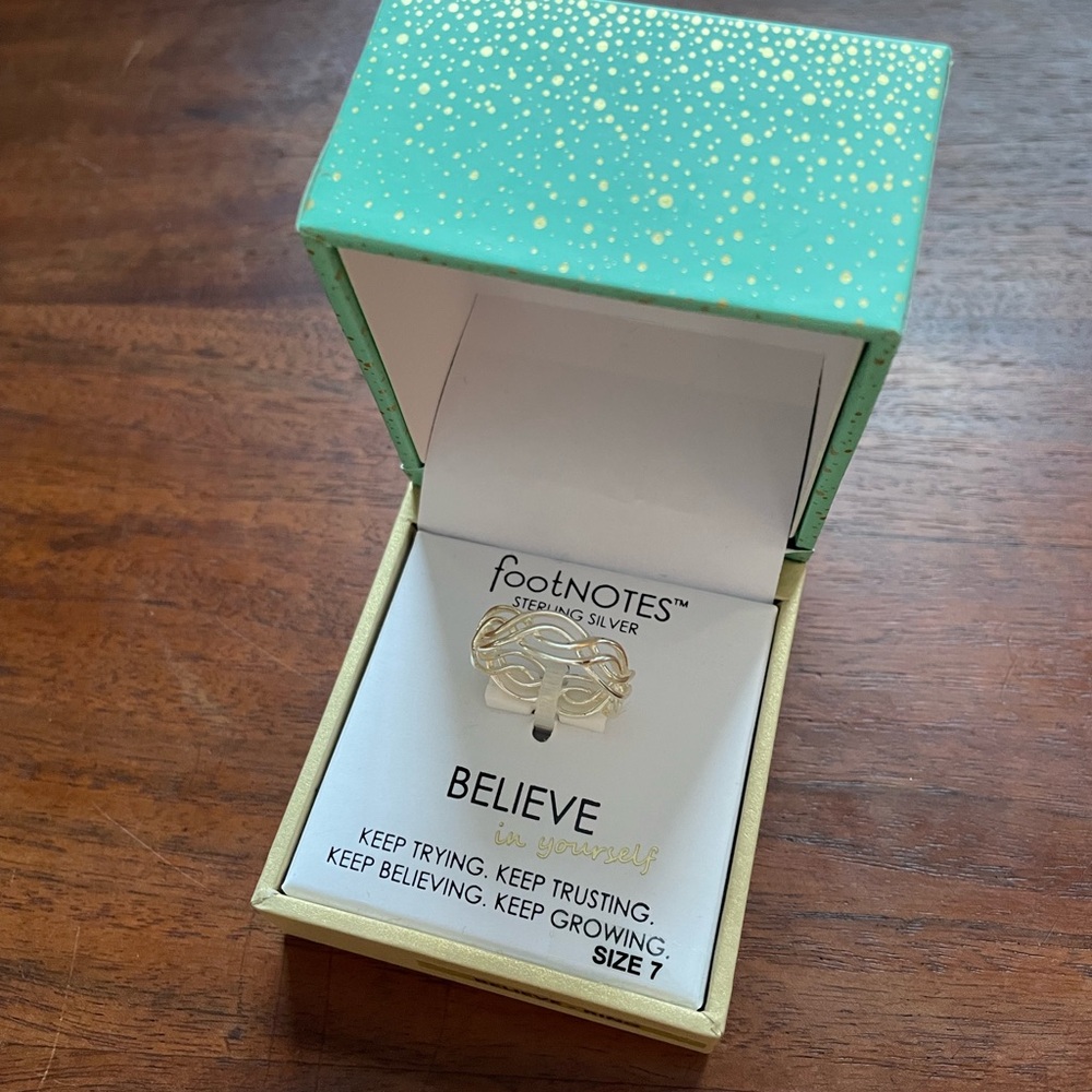 Footnotes Sterling Silver Believe Ring, size 7